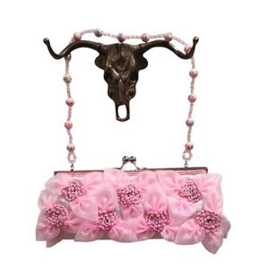 Unbranded Special Occasion Handbag Pink 3D floral Design
